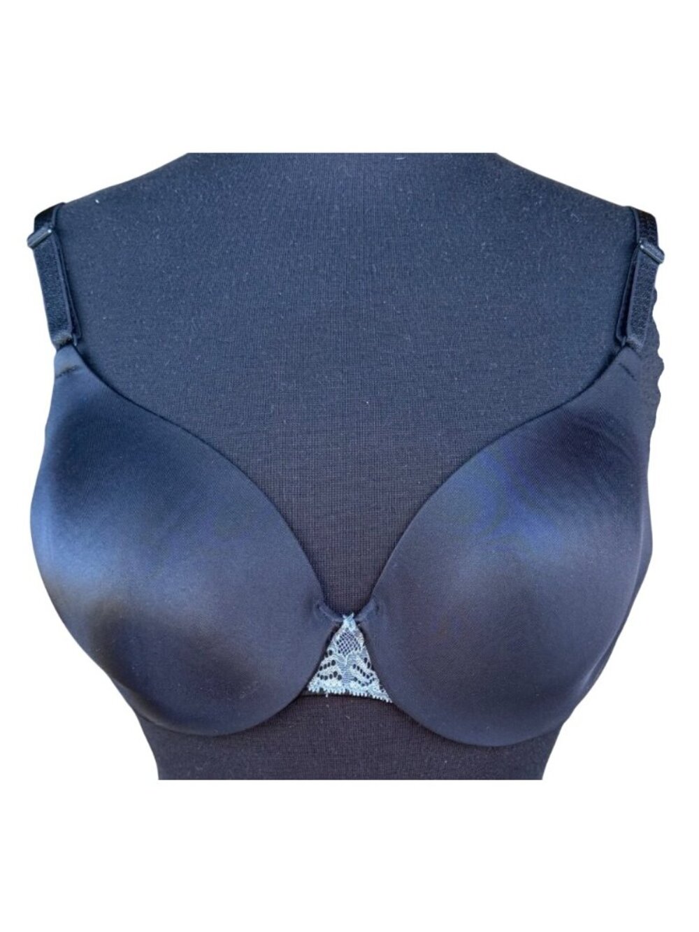 Vanity Fair Black Nylon Spandex Blend Bra w/Gray Lace Women's Size 36B (EUC)